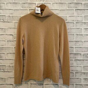NWT! $298 Lafayette 148 NY moccasin wool/cashmere turtleneck sweater Medium